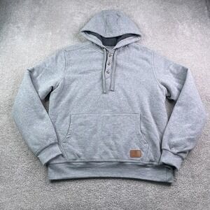 Cloudveil Hoodie Mens XL Grey Henley Sherpa Lined Fleece Pullover Sweatshirt
